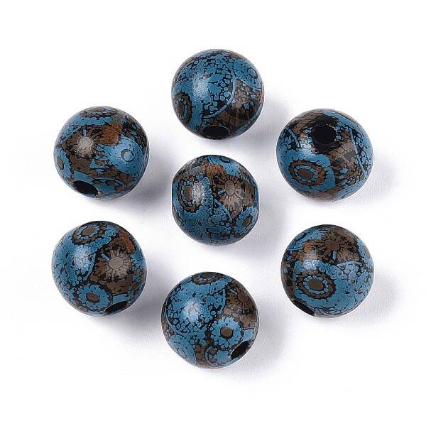 Bohemian Style Printed Schima Wood Beads