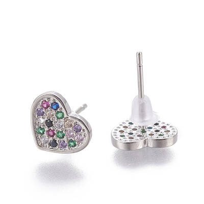 Brass Cubic Zirconia Stud Earrings