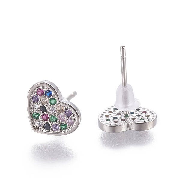 Brass Cubic Zirconia Stud Earrings