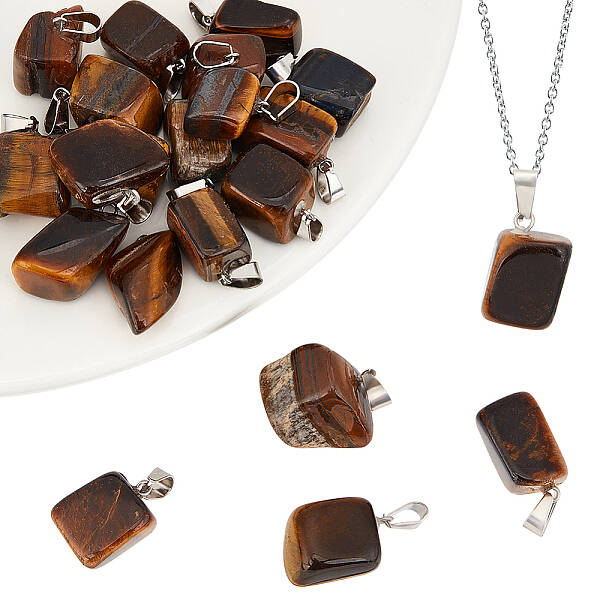 20Pcs Natural Tiger Eye Pendants