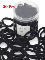 Women's Casual Solid Color Stretchy Hair Ties, 50pcs/set Minimalist Elastic Ponytail Holders, All-match Hair Accessories for ...