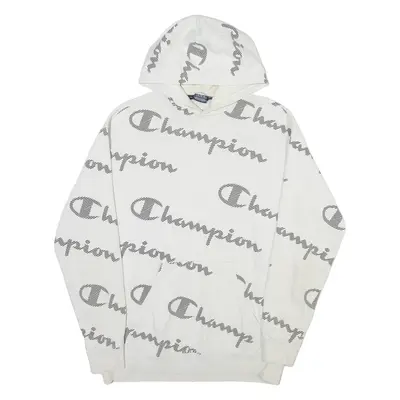 CHAMPION Mens White Hoodie L