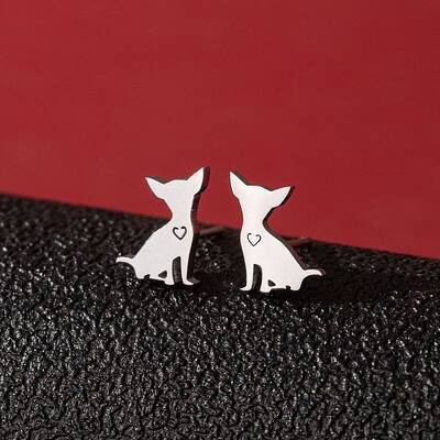 Stainless Steel Dog Stud Earrings