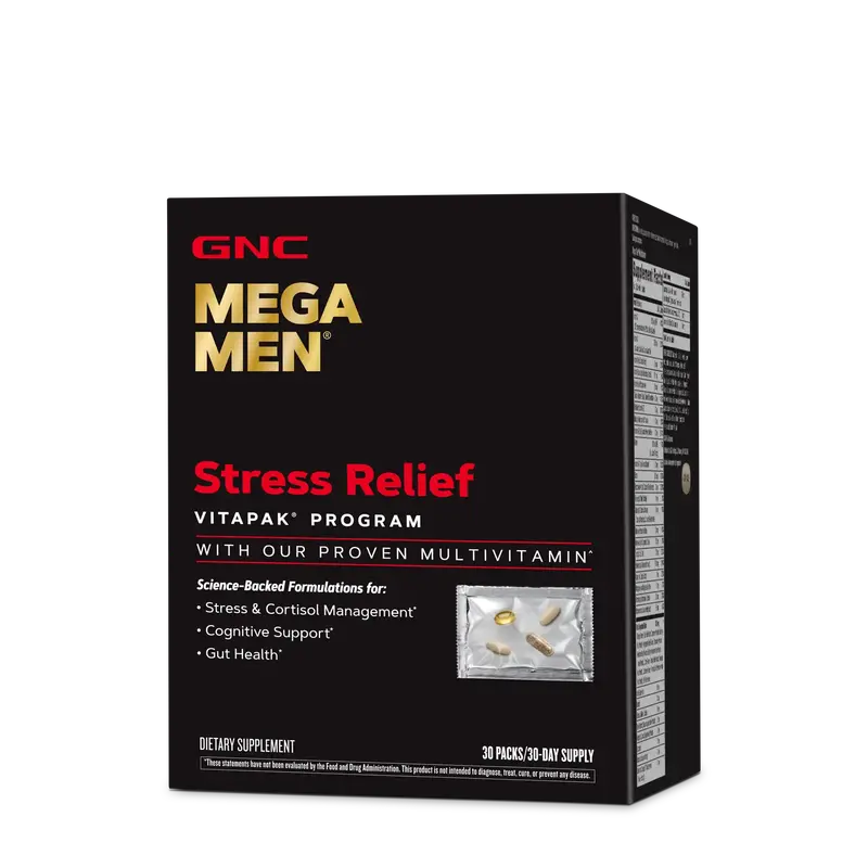 GNC Mega Men Stress Relief Vitapak, Stress & Cortisol Management with Cognitive Support, 30 Count, Healthcare, Dietary Supple...