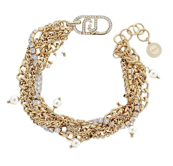 Liu Jo Bracciale Multistrato Placcato Oro Con Cristalli E Perline Lj3075