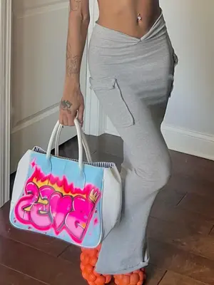 Women's Plain Dual Pocket Split Bodycon Skirt, Fashion Casual Maxi Skirt, Skirts for Women, Women's Summer Bottoms for Daily ...