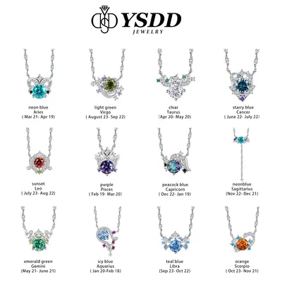 【Zodiac Pendant Necklace】Star Sign 1CT Synthetic Moissanite Zodiac Necklace 1.66mm Italian Rope Chain in 925 Sterling Sil...