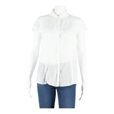 Womens Shirt White Collared Sleeveless Striped S