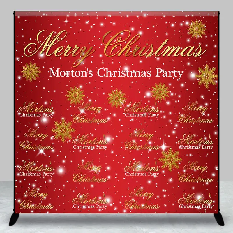 Aperturee Red Snowy Festive Custom Christmas Party Backdrop | Christmas Photo Booth Backdrop | Xmas Backdrop | Christmas Phot...