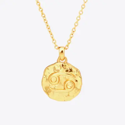18K Gold Star Sign Zodiac Constellation Pendant Necklace - Circle