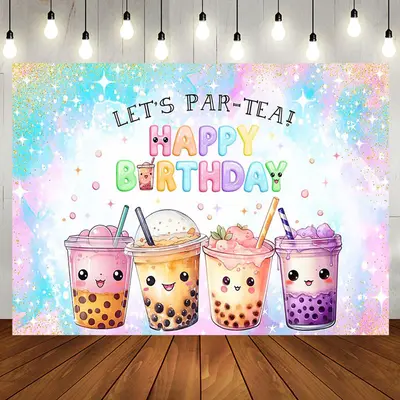 Aperturee Dreamlike Glitter Lets Partea Happy Birthday Backdrop - Aperturee