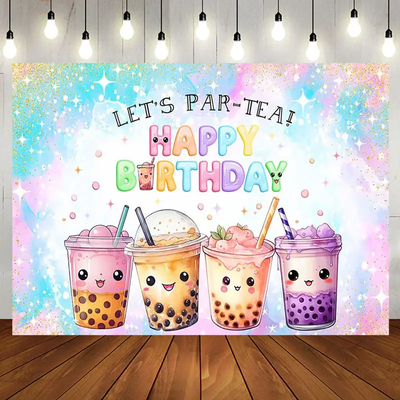 Aperturee Dreamlike Glitter Lets Partea Happy Birthday Backdrop - Aperturee