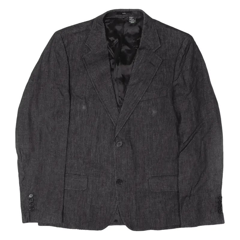ZARA Blazer Jacket Grey Linen Womens M