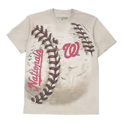 Washington Nationals Liquid Blue MLB T-Shirt - Medium Cream Cotton