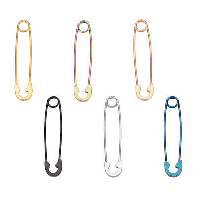 12Pcs 6 Colors 304 Stainless Steel Safety Pin Hoop Earrings for Women