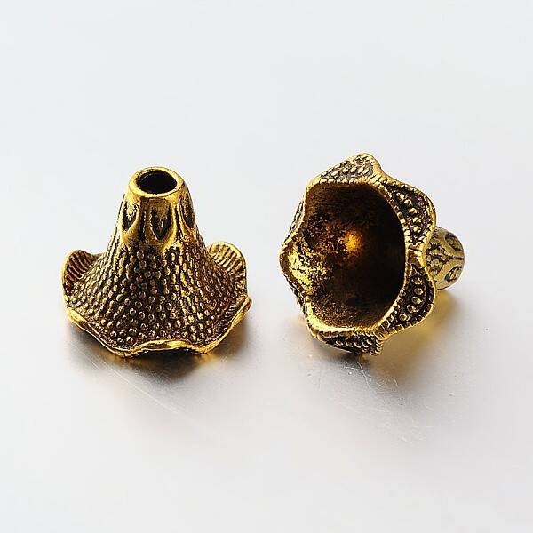 6-Petal Tibetan Style Alloy Bead Caps