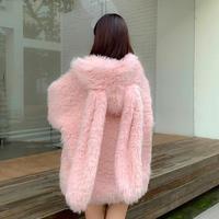 Cute Rabbit Ears Anti Lambswool Fleece Jacket For Women