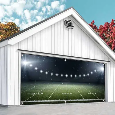 Aperturee Football Field Match Stadium Light Garage Door Banner