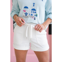 Judy Blue Shore Thing White Cuffed Jogger Shorts