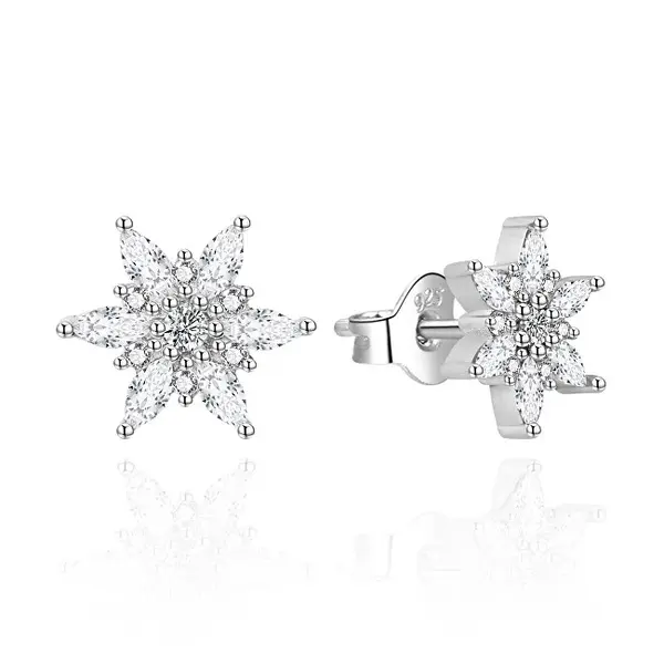 Agato Fascinating Silver Snowflake Earrings AGT-E003PW