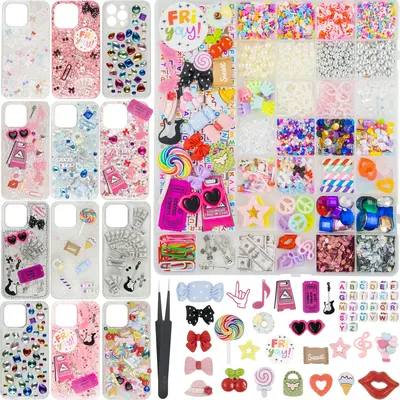 2250 Pcs Junk Case Charms Kit, Charms for Junk Cases, Phone Case Charms, Junk Case Kit with Big Charms, Bow Charms, Nail Char...