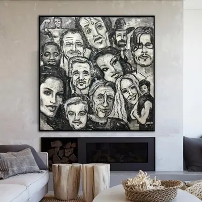 Original Faces Of Actors Abstract Painting Lifestyle Abstract Acrylic Paintings On Canvas | FAMED PEOPLE
