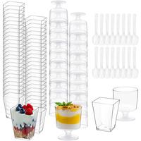 300 Pack Clear Plastic Dessert Cups(5 oz),Disposable Parfait Cups For Pudding, Fruit and Ice Cream,Mini Dessert Cups With Spo...