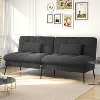 COMHOMA Convertible Futon Sofa Bed, 68″Fabric Futon Couch with Adjustable Backrest, Folding Futon Sleeper Recliner for Livi...