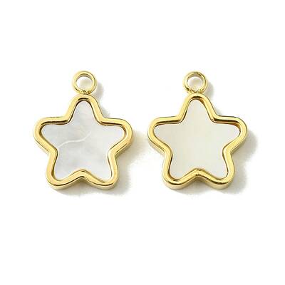 Ion Plating(IP) 304 Stainless Steel Pave Shell Star Charms