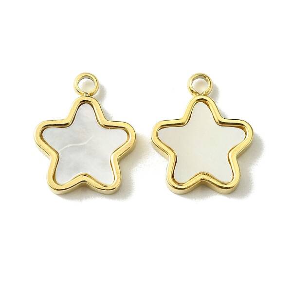 Ion Plating(IP) 304 Stainless Steel Pave Shell Star Charms