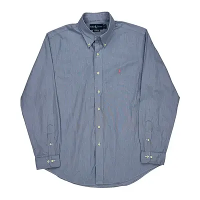 Custom Fit Ralph Lauren Striped Shirt - Large Blue Cotton