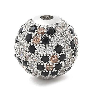 Brass Micro Pave Cubic Zirconia Beads