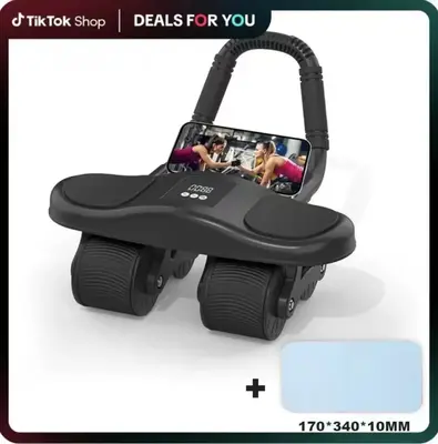 Four-wheel healthy belly Auto Rebound Belly Tuck and Roll Abdominal Training Abdominal Wheel Men's and Women's Home Elbow Bra...
