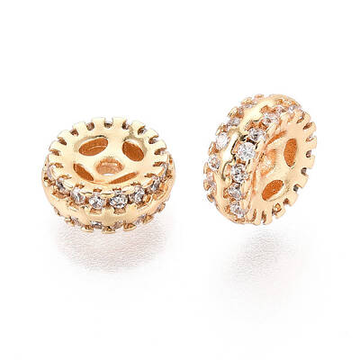 Brass Micro Pave Cubic Zirconia Beads