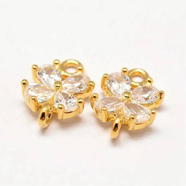 Flower Brass Micro Pave Cubic Zirconia Links