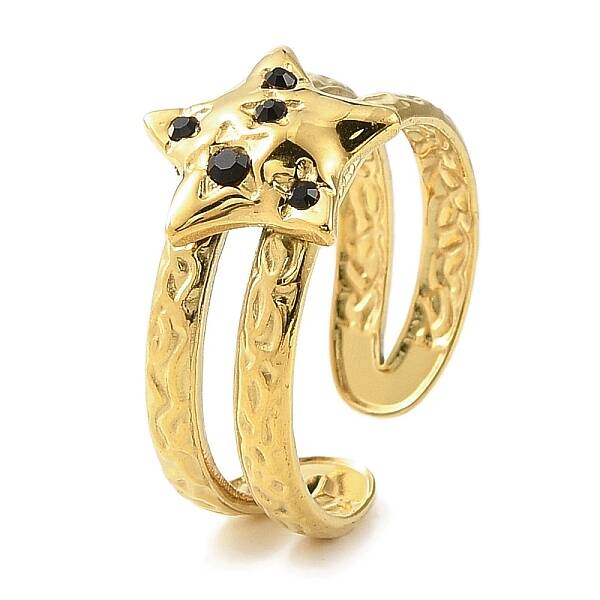 Ion Plating(IP) 304 Stainless Steel Open Cuff Ring for Women
