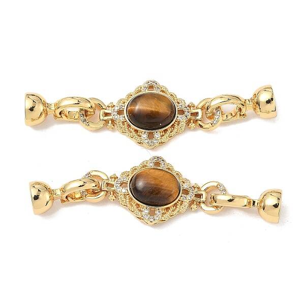 Brass Micro Pave Clear Cubic Zirconia Fold Over Clasps