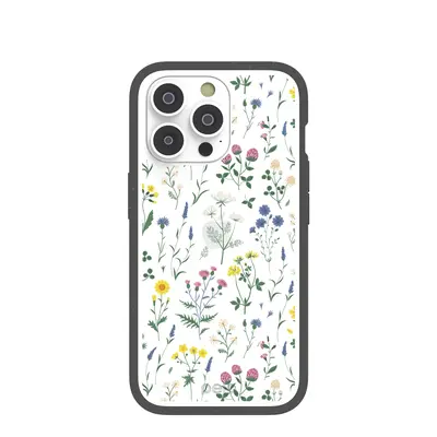 Clear Shadow Blooms iPhone 14 Pro Case With Black Ridge