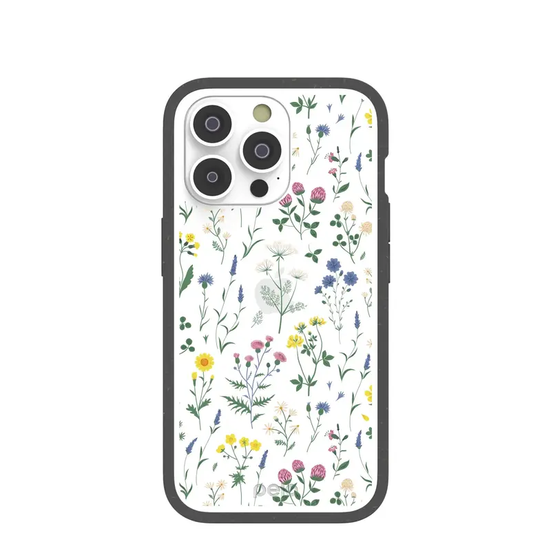 Clear Shadow Blooms iPhone 14 Pro Case With Black Ridge