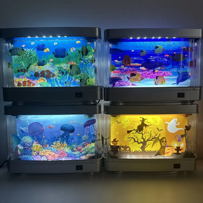 Artificial Tropical Fish Tank lamp Decorative Sensory Aquarium Lamp Virtual Move Ocean  Mood Night Light Room Table Decoratio...