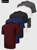 Men's 5 piece set Plain Spring Sports FootballJersey, Quick Drying Breathable T-shirt, Casual TeeTops for Gym Workout Running...