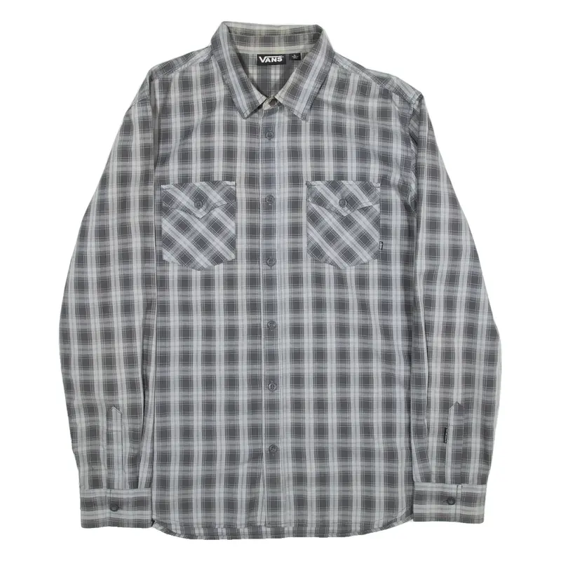 VANS Mens Shirt Grey Check Long Sleeve L