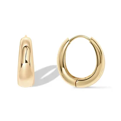 PAVOI 14K Gold Plated Chunky Hoops Earrings for Women - Sterling Silver Posts Hypoallergenic Earrings - Small Lightweight Gol...