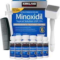 Kirkland Signature Minoxidil for Men 5% Beard & Hair Regrowth Treatment 12mL with Titanium MicroNeedle Stamp Roller, Dropper ...