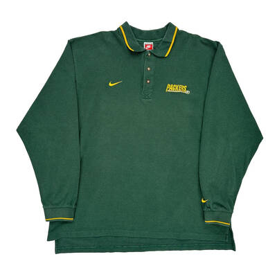 Green Bay Packers Nike Nfl Long Sleeve Polo Shirt - 2XL Green Cotton