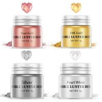 Edible Coloring Glitter Shimmer 4 pcs - Luster Dust Edible Baking Ingredients for Creative Fun Chocolate Candy Drinks Cookie