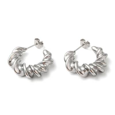 Non-Tarnish 304 Stainless Steel Twist Round Earrings