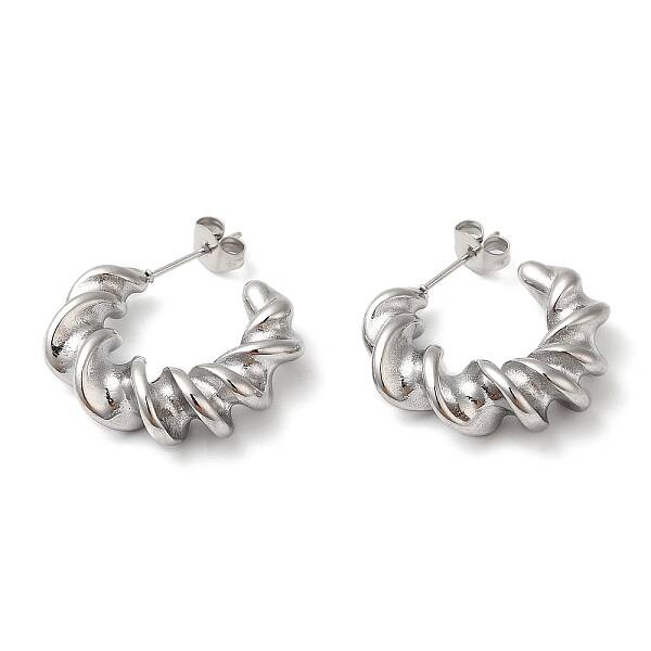 Non-Tarnish 304 Stainless Steel Twist Round Earrings