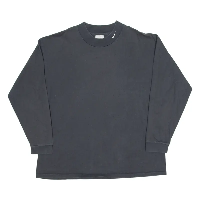 NIKE Mens T-Shirt Grey Long Sleeve High Neck XL