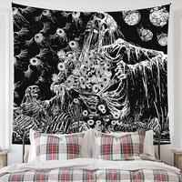 Room Decor Skeleton & Flower Print Tapestry, 1 Count Wall Hanging Tapestry Decor, Wall Art for Home Living Room Bedroom